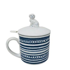 Ellen DeGeneres Porcelain Tea Infuser Mug Dog Figural Lid With Strainer